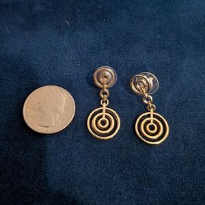 Gold Circular Drop Earrings